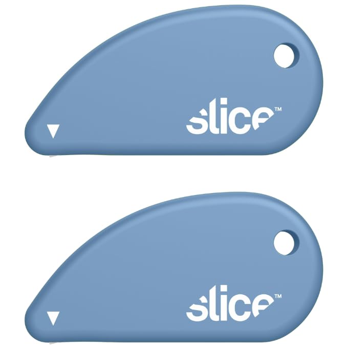 Image of Slice Micro Safety Cutter | Safe Ceramic Box Cutter Lasting 11x Longer than Metal | Keychain Box Opener | 2 Pack | Sky