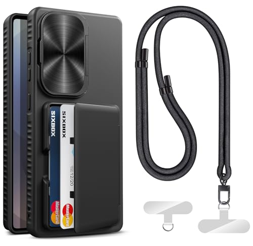 Image of for Samsung Galaxy S25 Ultra Case Wallet with Stand & Phone Lanyard Crossbody (2X Phone Tabs) & Card Holder & Camera Cover, Military Grade Drop Protection Phone Case for S25 Ultra 6.9 inch, Black