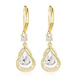 DuoDiner 揺れるピアス レディース ジルコニア 誕生石 フープピアス 雫 シルバー ピアス 彼女 母 おばあさん 敬老の日 誕生日 プレゼント (ゴールド4月)