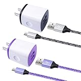 Android Charging Block, Micro Charging Cable 6ft, Dual Port Wall Charger Plug with Fast Charge Phone Charger Cord Android Compatible for Samsung Galaxy S7 S6,Note 4 5,Tab S2,Kindle Fire 7,LG K8 K30