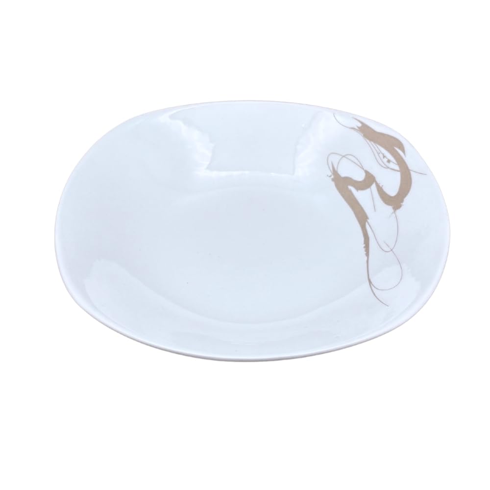 Set Piatti Porcellana 18 Pezzi per 6 Persone – Servizio da Tavola Moderno Bianco e Tortora – Lavabili in Lavastoviglie – Piatti Piani, Fondi e Dessert – Modello Ink Painting