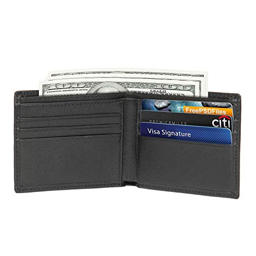 Real Leather RFID Blocking Vintage Italian Genuine Real Leather Slim Bifold Wallet Handmade for Men (Black)2