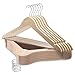 Neaties Wood Hangers 24 Pack - Grade A Wooden Hangers Bulk, Anti-Rust Swivel Hook - Non-Slip Smooth Finish - Double Notch Feature - Durable and Stylish Clothes Hangers Wood (Natural 24 Pack)