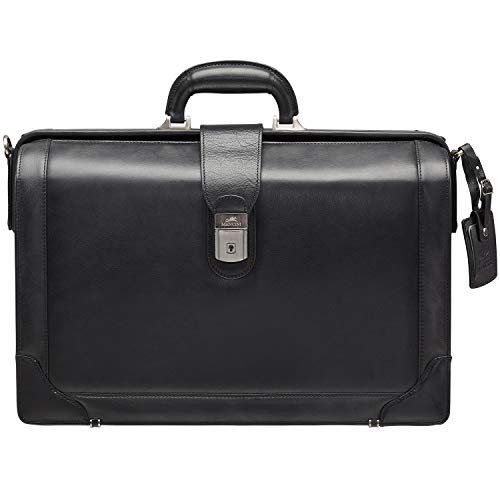 Mancini Beverly Hills Full Grain Leather Litigator Briefcase for 17.3" Laptop, Black