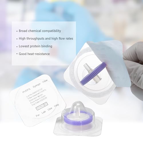 Image of Sterilized Syringe Filter PVDF 20 Pack, 0.22 um Pore Size, 33 mm Membrane Diameter, Hydrophilic Filtration Sterile Packed Individually