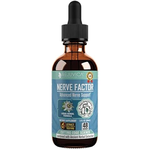 Rejuvica Health NerveFactor - Advanced Nerve Support Supplement - Liquid Delivery for Better Absorption - Acetyl-L-Carnitine, Alpha Lipoic Acid, Vitamin B12, Folic Acid, White Willow Bark & More! Cover