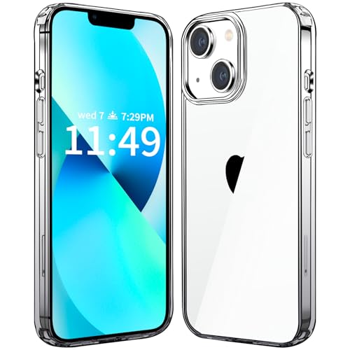 JJGoo Compatiable with iPhone 13 Case Clear, Transparent Shockproof Phone Case, Slim Anti-Scratch Hard PC Back Protective Cover Bumper, Gradient Black