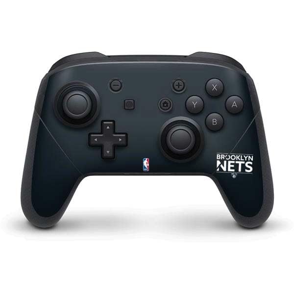 Skinit Decal Gaming Skin Compatible with Nintendo Switch Pro Controller - Officially Licensed NBA Brooklyn Nets Standard - Black Design