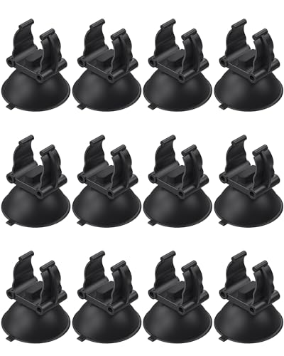 Pawfly Ventosas para Calentador de Acuario Sujetadores de Tubo de Luz de Pecera 1,7 cm Clips de Fijación para Varilla de Calentador de Acuario y Luz Sumergible (No para Tubo de Aire), 12 Pack