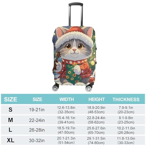 Cute Cat Sing Christmas Carols Luggage Cover Elastic Luggage Covers for Suitcase Travel Luggage Covers Anti-Scratch Washable Suitcase Sleeve Fits 19-32 Inch Luggage2