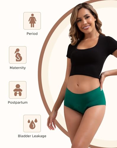 Image of INNERSY Period Underwear for Women Leakproof High Waisted Menstrual Cotton Panties 3 Pack