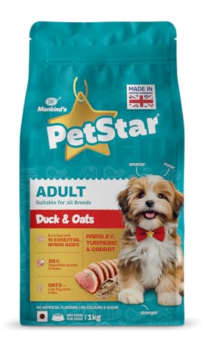 Image of Petstar Adult Dry Dog Food 10 kg, Duck & Oats, High Protein, Easy Digestion, Immunity Support, No Artificial Flavours or Added Sugar