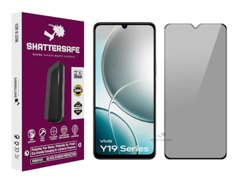 Image of Anti-Spy Privacy Tempered Glass Compatible For Vivo Y19e [Pack of 1]. 9H Hardness, Anti-Scratch, Edge-to-Edge Protection With Easy Installation Kit & Case Friendly Fit.