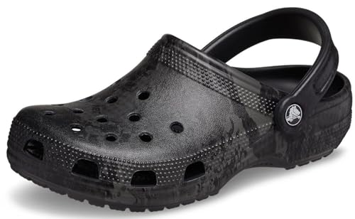 Crocs Unisex Classic Camo Clogs, Black, 7 US Men