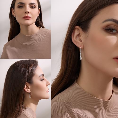 Sterling Silver Drop Dangle Earrings for Women Cubic Zirconia Hanging Dangle Earrings Long Infinity Drop Earring Leverback CZ Earing for Jewelry Gifts4