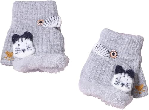 Fingerlose Handschuhe mit Klappe, gestrickt, Thermo, für Kinder,...