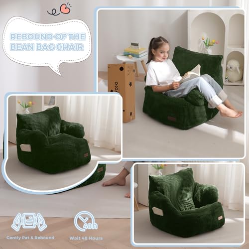 Image of MAXYOYO Kids Bean Bag Chair, Stuffed Bean Bag Sofa, Dark Green, Standard