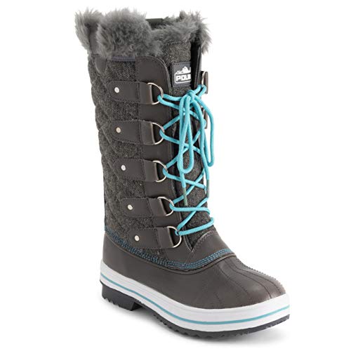 Image of POLAR Womens Snow Boot Nylon Tall Winter Fur Lined Snow Warm Waterproof Rain Boot