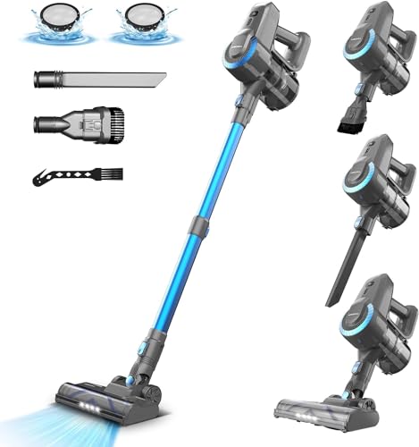 Aspiradora sin Cable, 25Kpa/50min Aspirador Escoba Sin Cable Potente, aspirador ultraligero sin cable, aspirador de mano, Aspirador Inalámbrico Adecuada para pelo de mascotas, alfombras y suelos duros