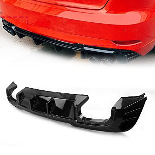 Diffuseur arrière pour Audi A3 Hayon 2017-2020 avec lèvre de pare-chocs quad échappement sport