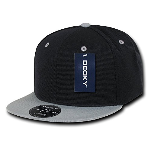 DECKY Retro Fitted Cap, Black/Grey, 7 1/4