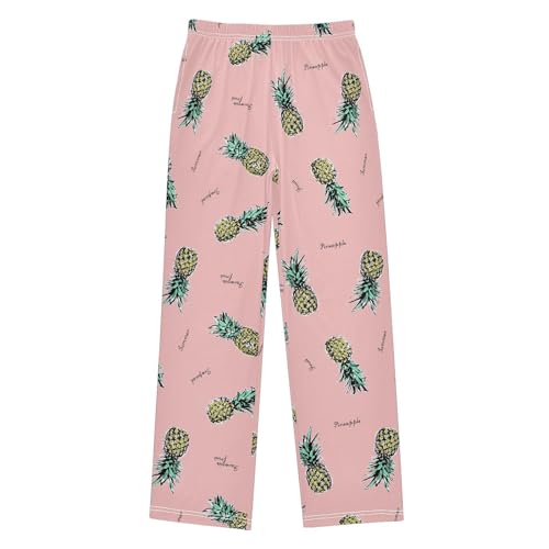 ZZXXB Pineapple Boys Long Pants Soft Trousers Elastic Waist Kids Lounge Bottoms with Pockets S-XL