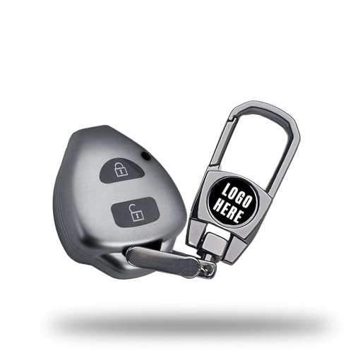 Image of SIAGO Premium TPU Car Key Cover and Metal Keychain Compatible with Innova, Fortuner 2 Button Remote Key (Grey)