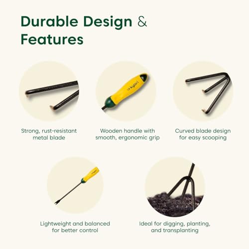 Image of Kyari Hand Cultivator for Gardening | 3-Prong Garden Tool with Handle | Easy-to-Use Tool for Loosening Soil, Removing Weeds & Mixing Fertilizer
