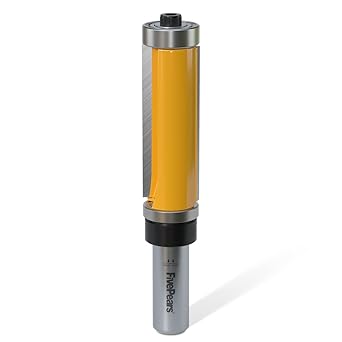 FivePears Top and Bottom Bearing Flush Trim Router Bit 1/2 Inch Shank, 3/4 Inch Cutting Diameter, 2 Inch Cutting Length