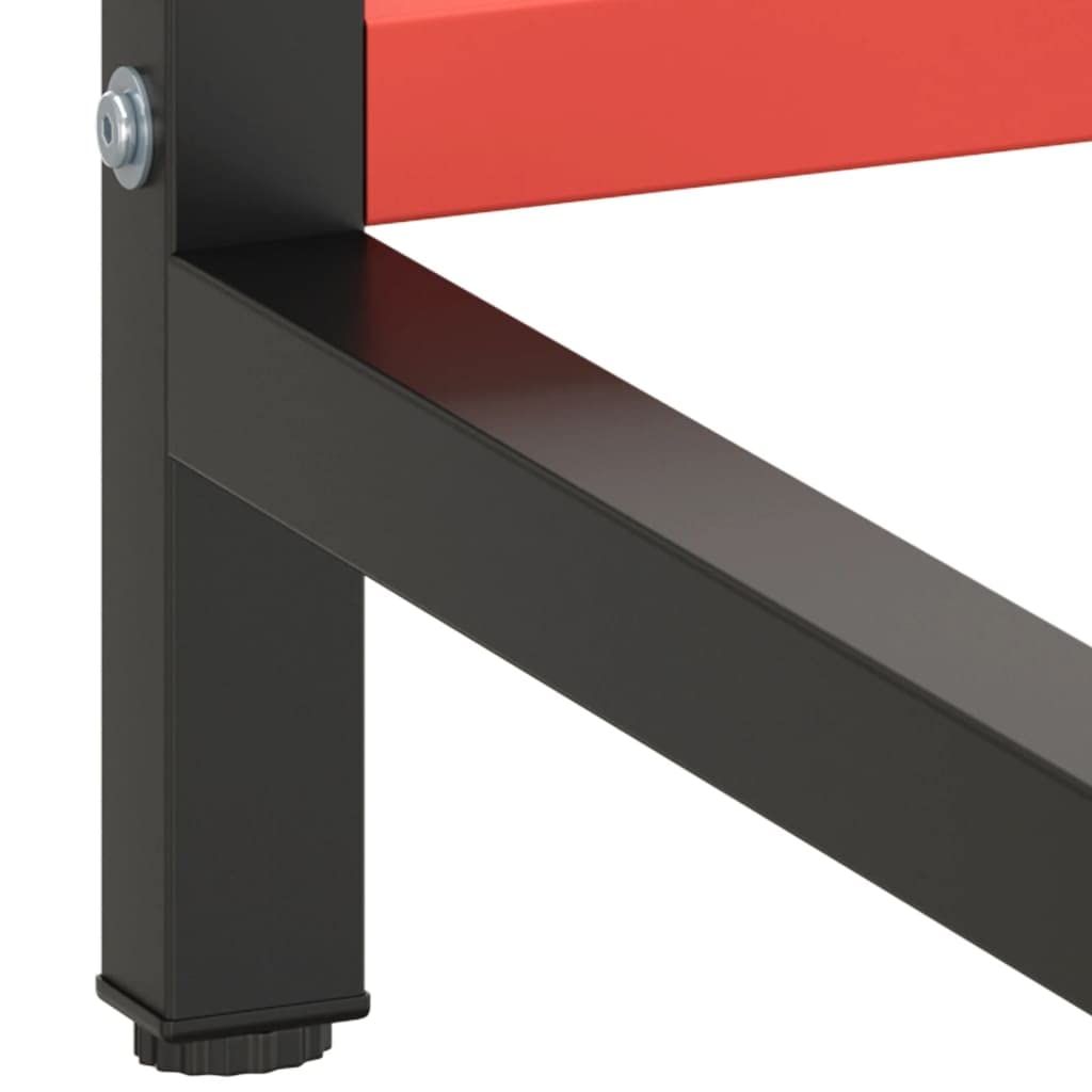 Marco de banco de trabajo (180 x 57 x 79 cm, metal), color negro y rojo mate
