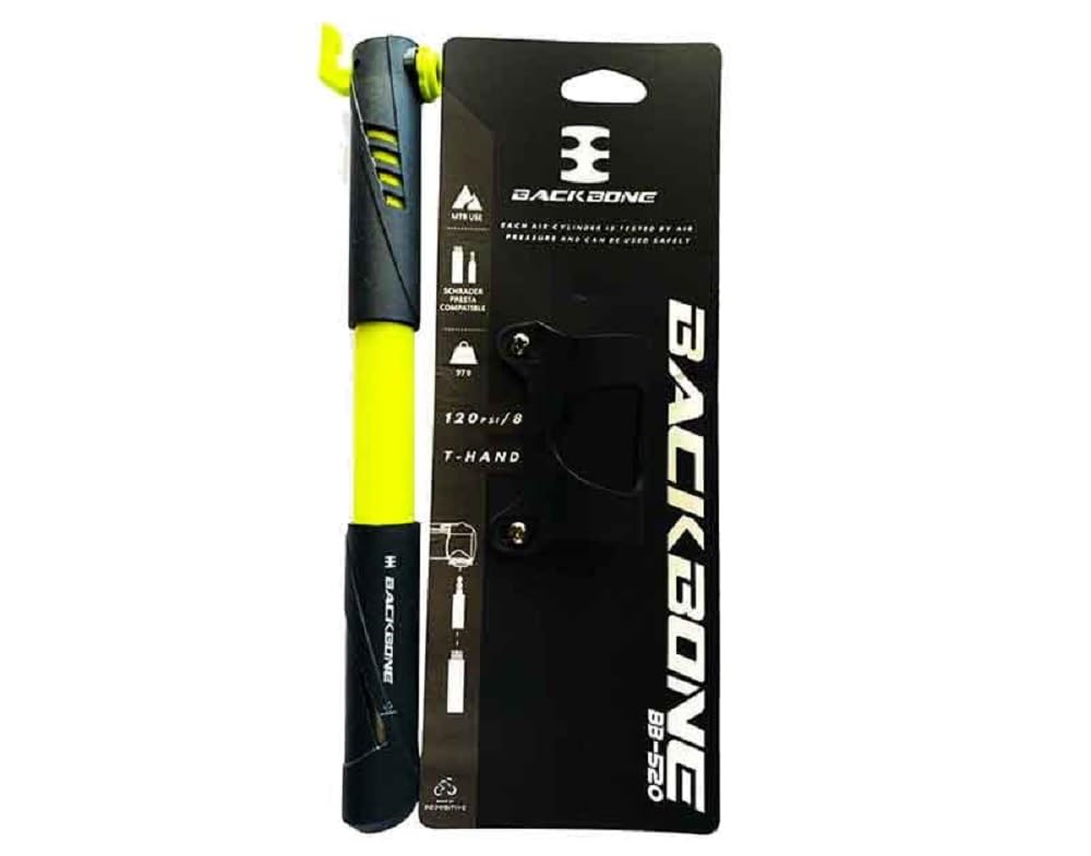 HAAUS Backbone Mini Air Pump for Cycles | Double Action Push & Pull Floor Pump | Portable Pocket Size Bicycle Pump for Mountain Bike, Road Cycle & Sports Ball | Manual (Black & Yellow)-image-48