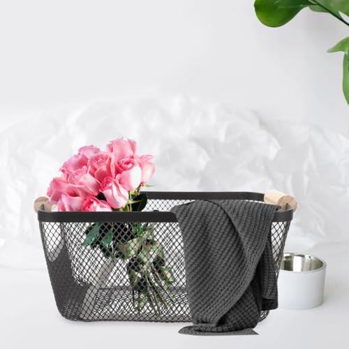 Panier organisateur cuisine en métal noir de taille moyenne pour maison