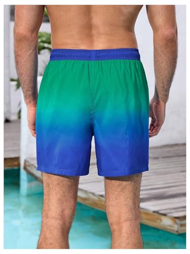 OYOANGLE Men's Drawstring Waist Beach Shorts Summer Swim Trunks with Pockets Swimwear2