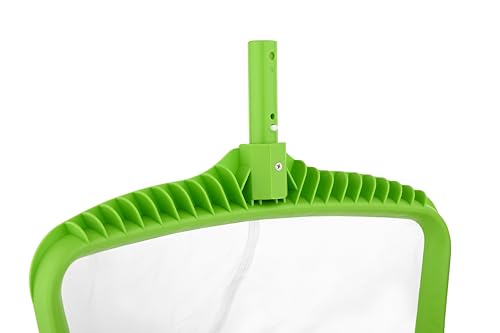 Image of POOLX Heavy Duty Plastic Leaf rake with Short wear Screen mesh Deep net for Pool Cleaning (Green)