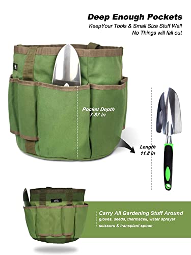 Garden Tool Bucket Bag - Garden Bags for Tools Garden Caddy Gardening Organizer Tote for Women with Pockets, Personalized Great Sturdy Canvas Tool Storage Set for Gardener (Bag Only/No Tools)