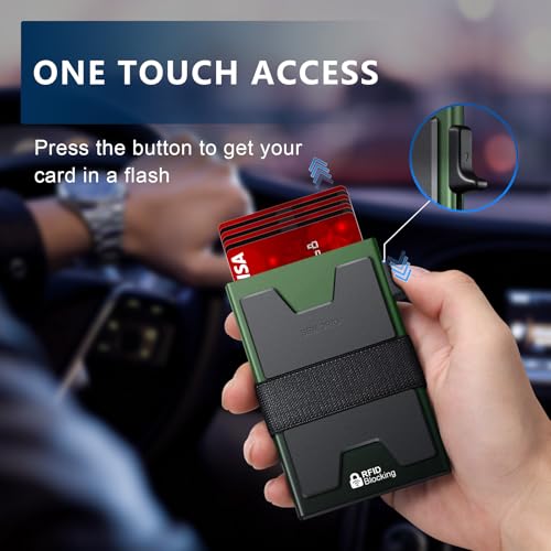 Image of SEMORID Slim Aluminum Card Holder Wallet for Men, Durable Expandable Backplate, RFID Blocking Minimalist Metal Pop Up Wallet, Holds 12+ Cards Plus Cash