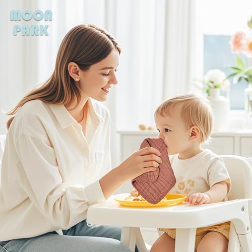 Image of MOON PARK Baby Washcloths, 12 Pack - 12x12 Inches, Small Burp Cloths and Baby Wipes - 100% Cotton Muslin Ultra Soft for Newborn, Infant and Toddlers - Brown, Honey and Bean Paste Series