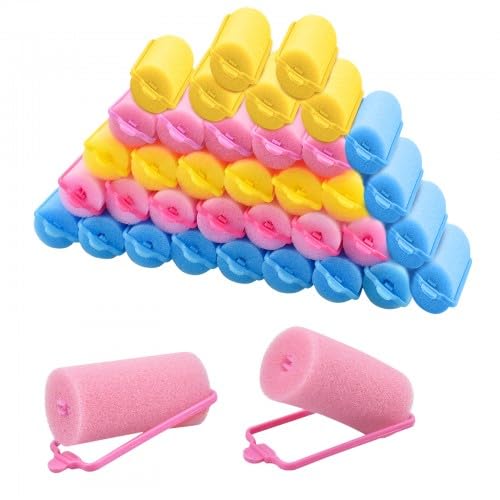 36Pcs Sponge Foam Hair Rollers Women Large Soft Hair Curlers 1.18 x 2.36 in Sponge Styling Rollers to Sleep in Hairdressing Curvy Wavy Hairstyle for Ladies Girls Long Short