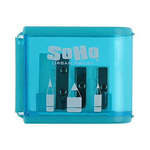 SoHo Urban Artist 3-Hole Pencil Sharpeners - Perfect for Sharpening On The Go, Back to School, Artists of All Levels, & More! - [Turquoise - Single]