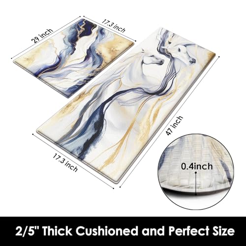 Arttown TCL2024011112-PVCKM2 Anti-Fatigue Kitchen Rug Set Of 2 Golden Flower Geometric Marble Cushioned Kitchen Floor Mat thumb #1