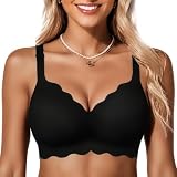 COCOMARTS Jelly Bras for Women No Underwire Wireless Push Up Bra Black,L