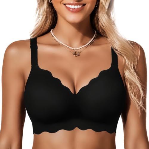 COCOMARTS Jelly Bras for Women No Underwire Wireless Push Up Bra Black 3XL - image 1