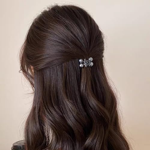 image for Agirlvct Small Hair Clips for Women,Cute Mini Pearl Claw Clips, Cherry