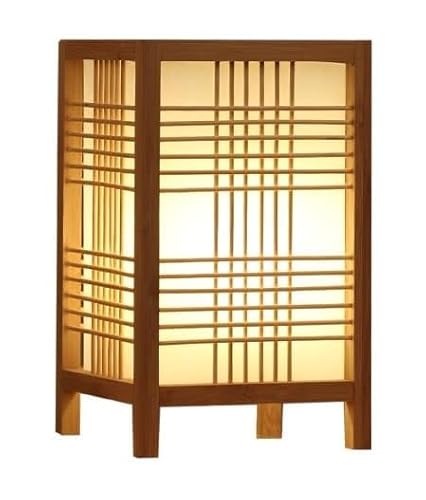 Fine Asianliving Japanische Tischlampe Natur - Hokkaido B15xT15xH25cm Japanische Hängelampen Japanische Pendellampen Deckenleuchten Stehlampen Wandlampen