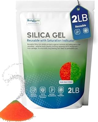 BonAura 2LB Silica Gel, Silica Balls, Also Suitable As Filament Dryer, Silicate Desiccant Regenerable and Reusable, in Airtight Zip Silica Gel Bag