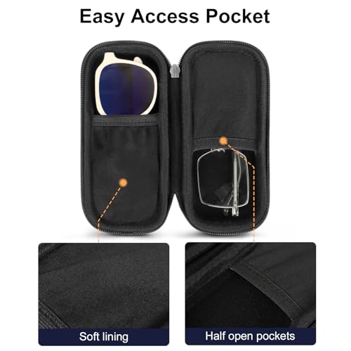 Image of Double Eyeglasses Case Hard Shell Dual Sunglasses Organizer with Zipper Closure Travel Eyewear Storage for Vehicle