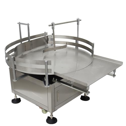 INTSUPERMAI Desktop Automatic Bottle Organizer Bottle Unscrambler Distributing Machine Transfer Conveyor Round Accumulation Table Bottle Turn Table Rotary 31.5inch 110V