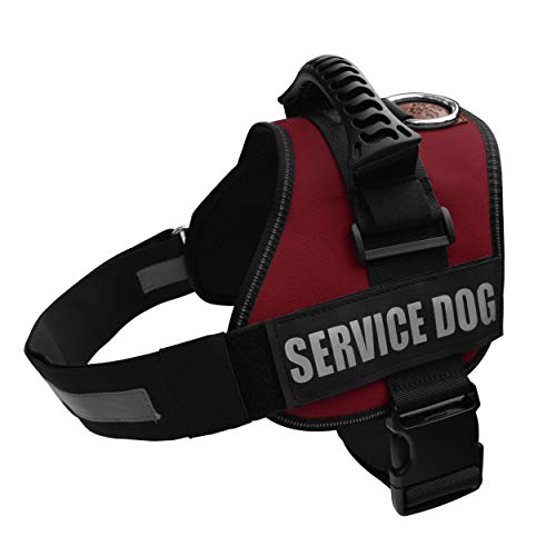 Albcorp Service Dog Vest Harness - Reflective - Woven Polyester & Nylon, Adjustable Straps, Comfy Mesh Padding, With 2 Hook And Loop Removable Patches, Xl, Maroon/Wine Color #TOP22