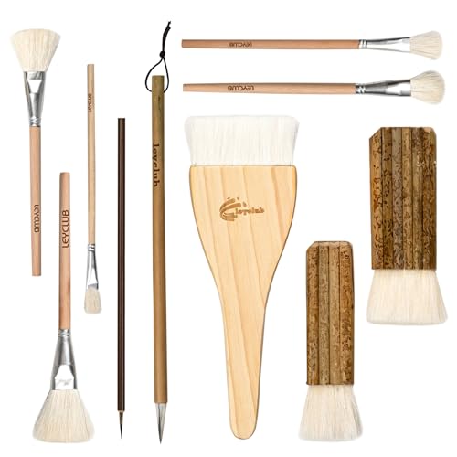 Glaze Brushes Pottery Tools 10 PCS Painting Ceramic Brush Set Different Shape Wool Soft Bristle for Ceramic Pottery Glazing Creation