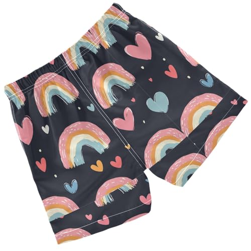 Pigsaly Boys Swim Trunks Rainbow Colorful Hearts Boys Board Shorts Swimsuit Swimwear Summer Bathing Suit S2